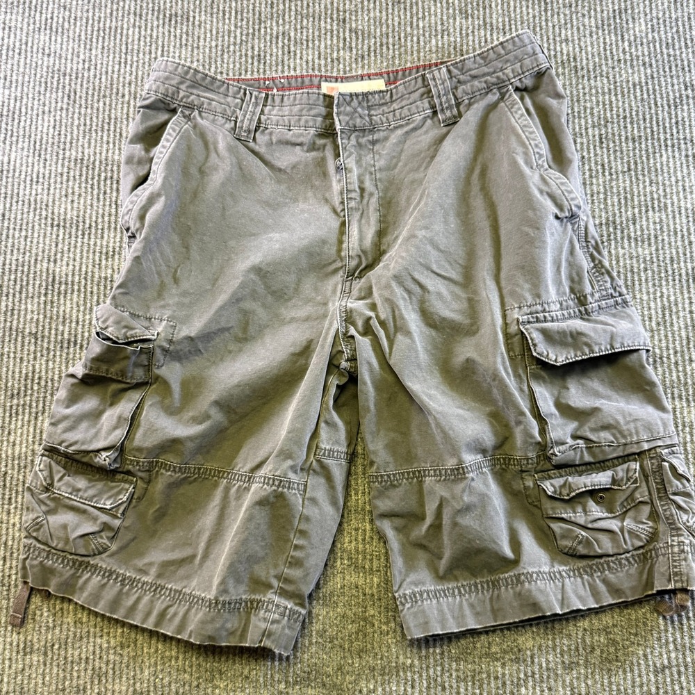 Cargo Supply Cargo Shorts 34 Gray 100% Cotton Multi Pocket Utility Relaxed Fit
